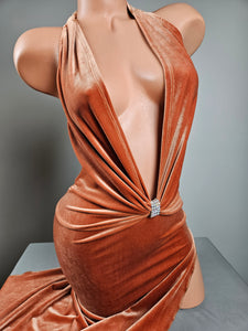 Copper Velvet Plunge Gown