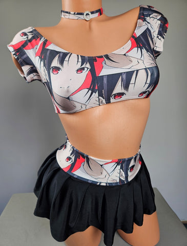Anime Print Skirt Set