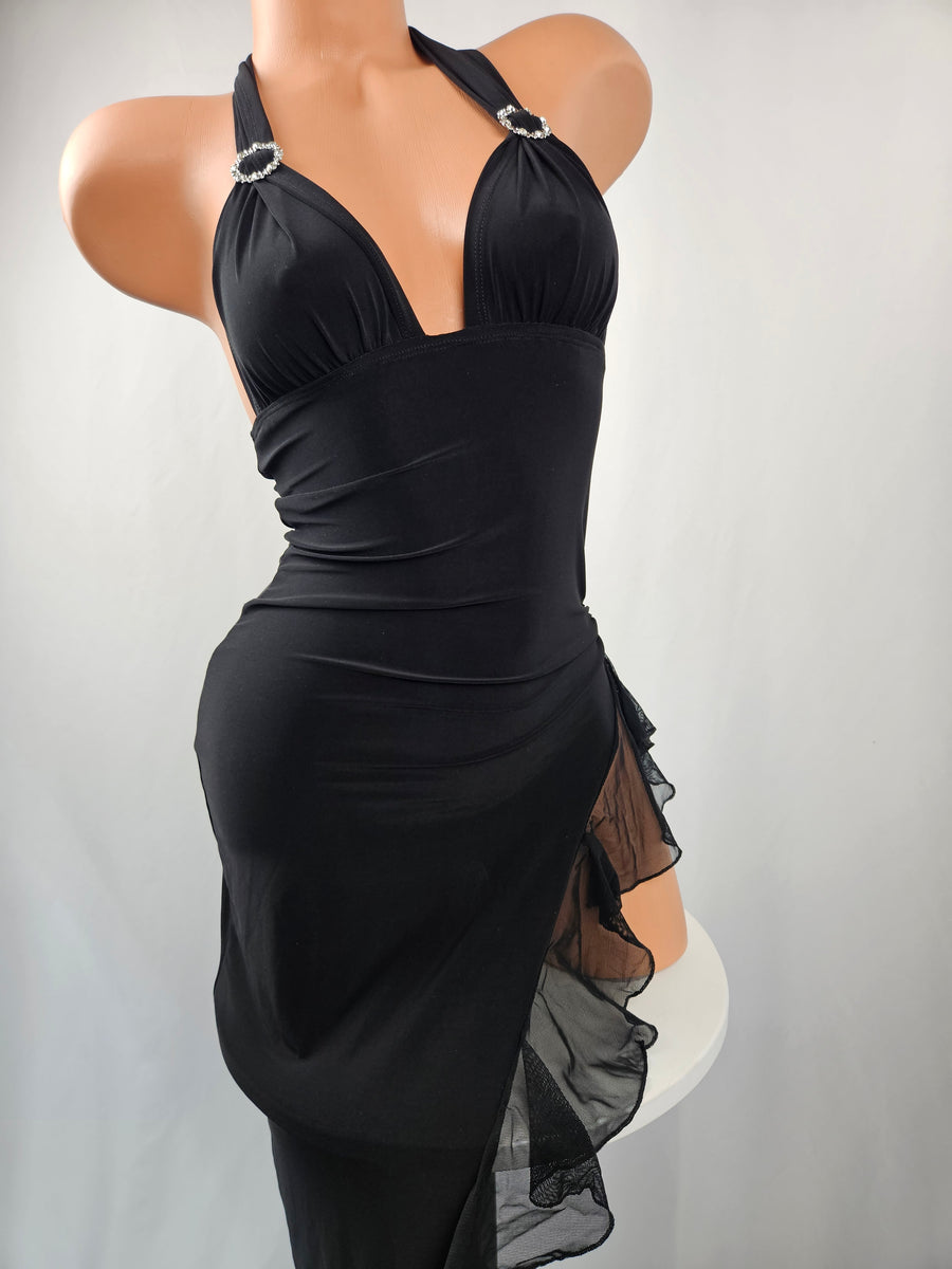 black salsa dress M852 Crystalled Net Latin Dance for sale Made of highest quality single jersey SALSA DRESS