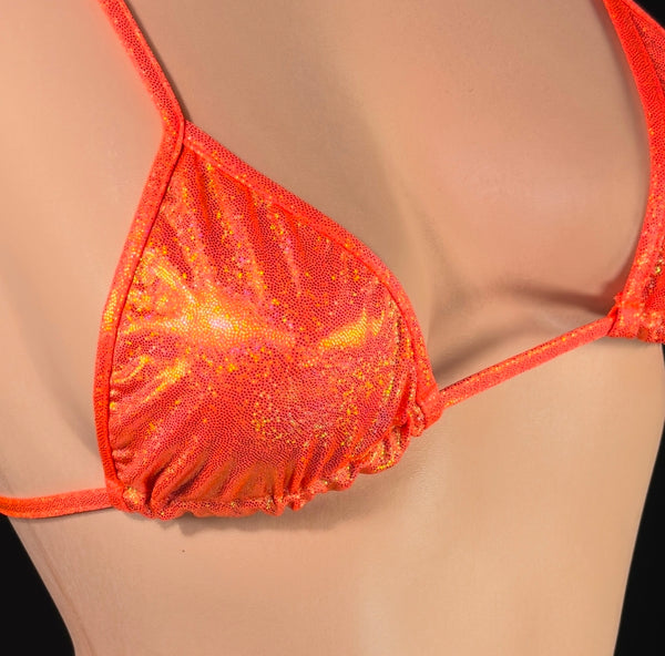 Orange Shimmer Tie Side Thong Bikini