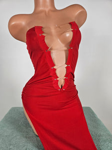Red Lace Up Gown