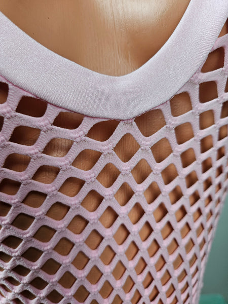 Baby Pink Net String Back Monokini w/ Matching Choker