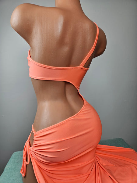 Neon Jersey Cut Out Gown (Small)