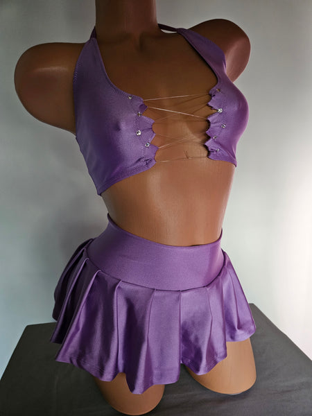 Lavender Pleated Skirt Set