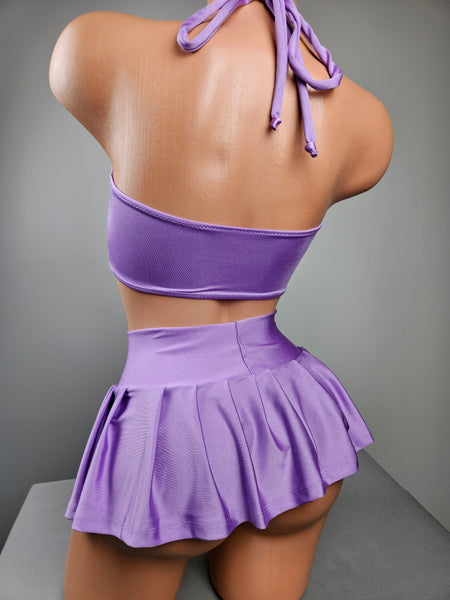 Lavender Pleated Skirt Set