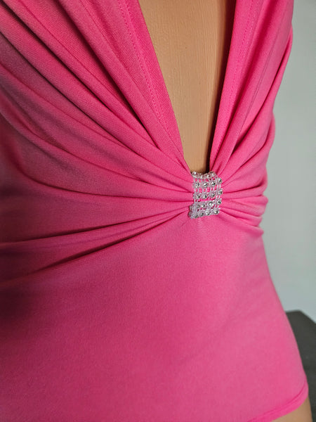 Pink Plunge Mini Dress