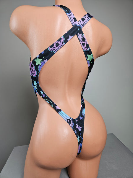 Skull Print X Back Monokini