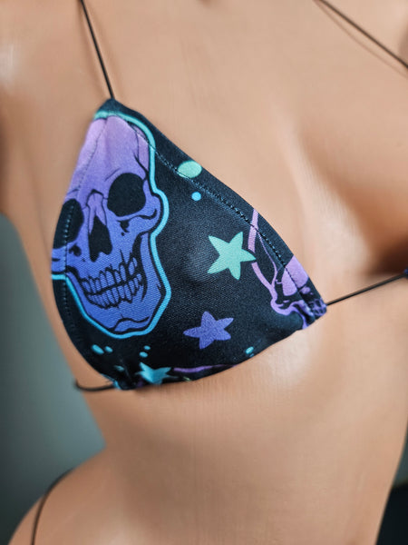 Skull Print Micro Thong Bikini