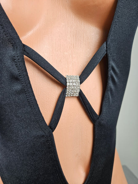 Black Slim Cut Tie Back Romper