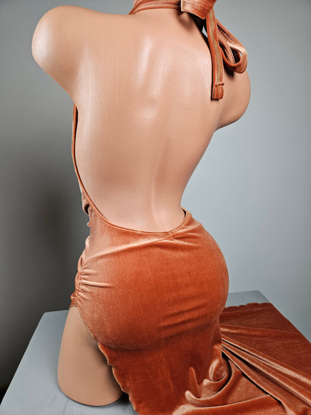 Copper Velvet Plunge Gown