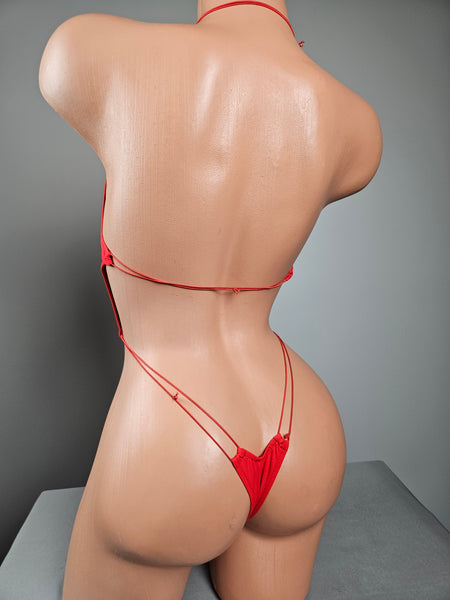 Red Cut Out String Monokini