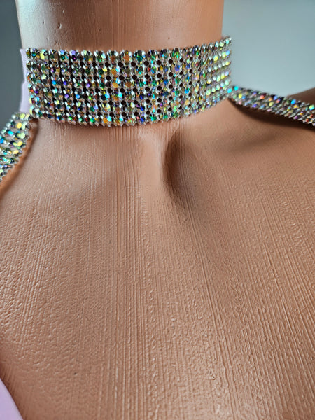 Rhinestone Choker Drape Cowl Gown (Small)