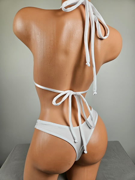White Low Cut Thong Bikini
