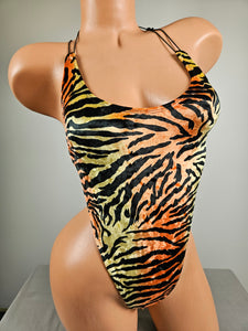 Velvet Animal Print String Back Monokini