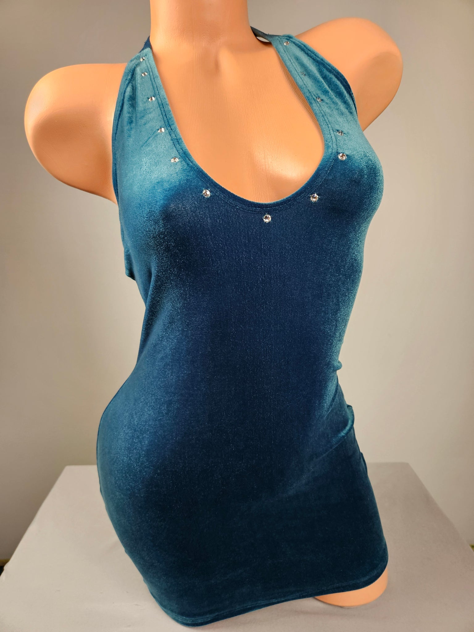 Velvet String Back Mini Dress