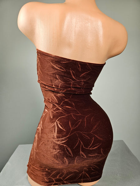 Velvet Lace Up Strapless Mini Dress