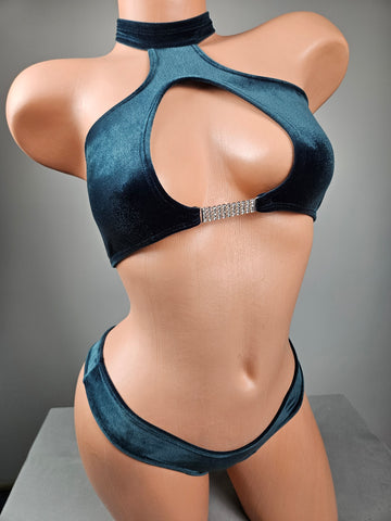 Velvet Keyhole Thong Bikini