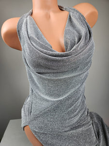 Silver Drape Cowl Mermaid Gown (Medium)