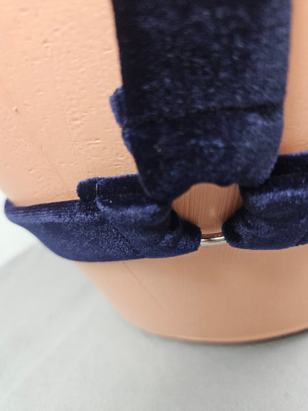 Navy Velvet Garter Belt Thong Bikini