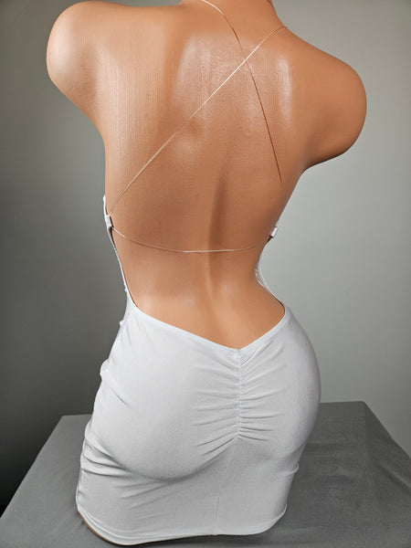 White String Back Mini Dress