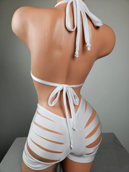 White Slash Short Set