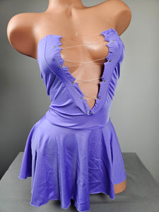 Lavender Lace Up Strapless Mini Dress