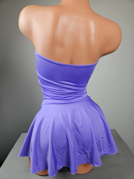 Lavender Lace Up Strapless Mini Dress