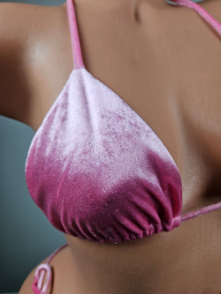 Candyland Velvet Tie Side Thong Bikini
