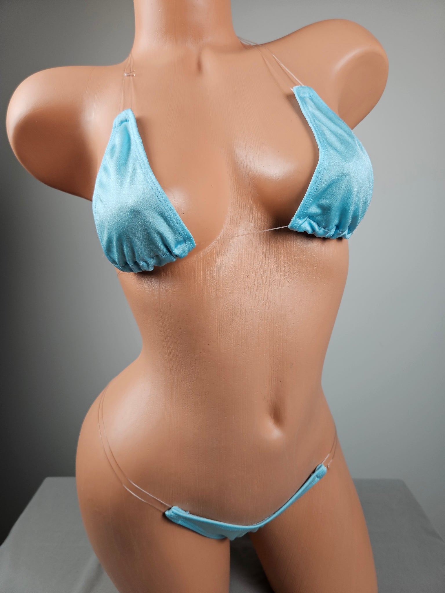 Sky Blue Micro Thong Bikini