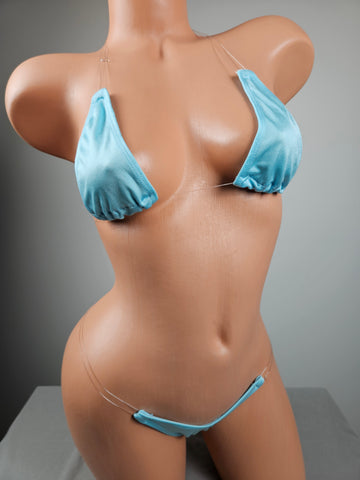 Sky Blue Micro Thong Bikini