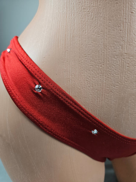 Red Flared Sleeve Thong Bikini