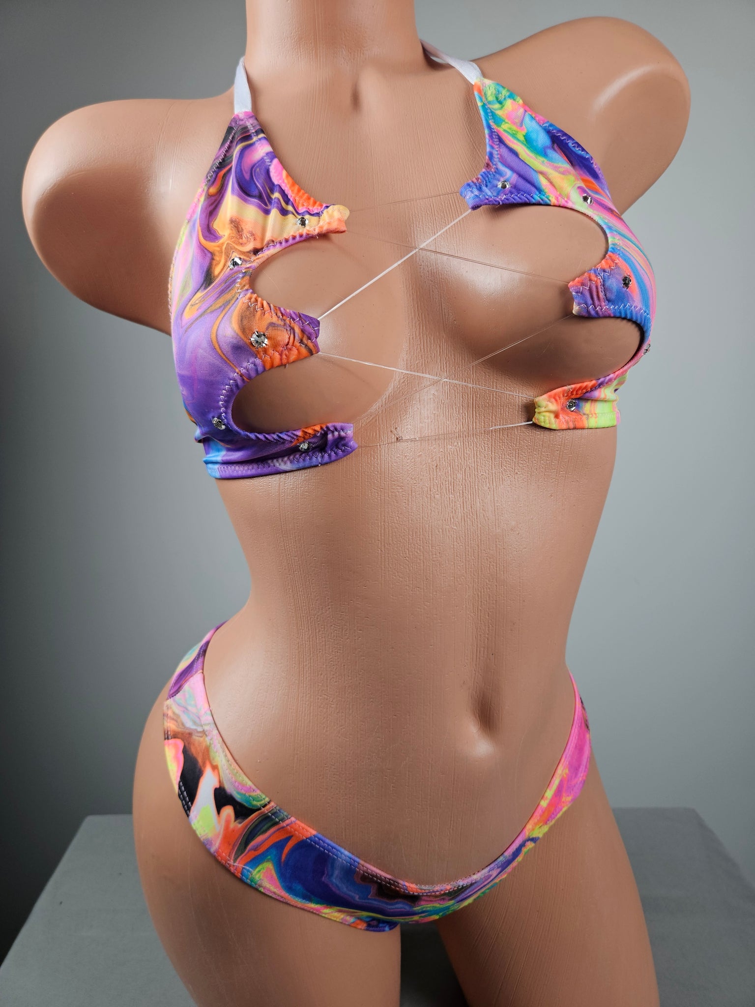 Lace Up Top Thong Bikini