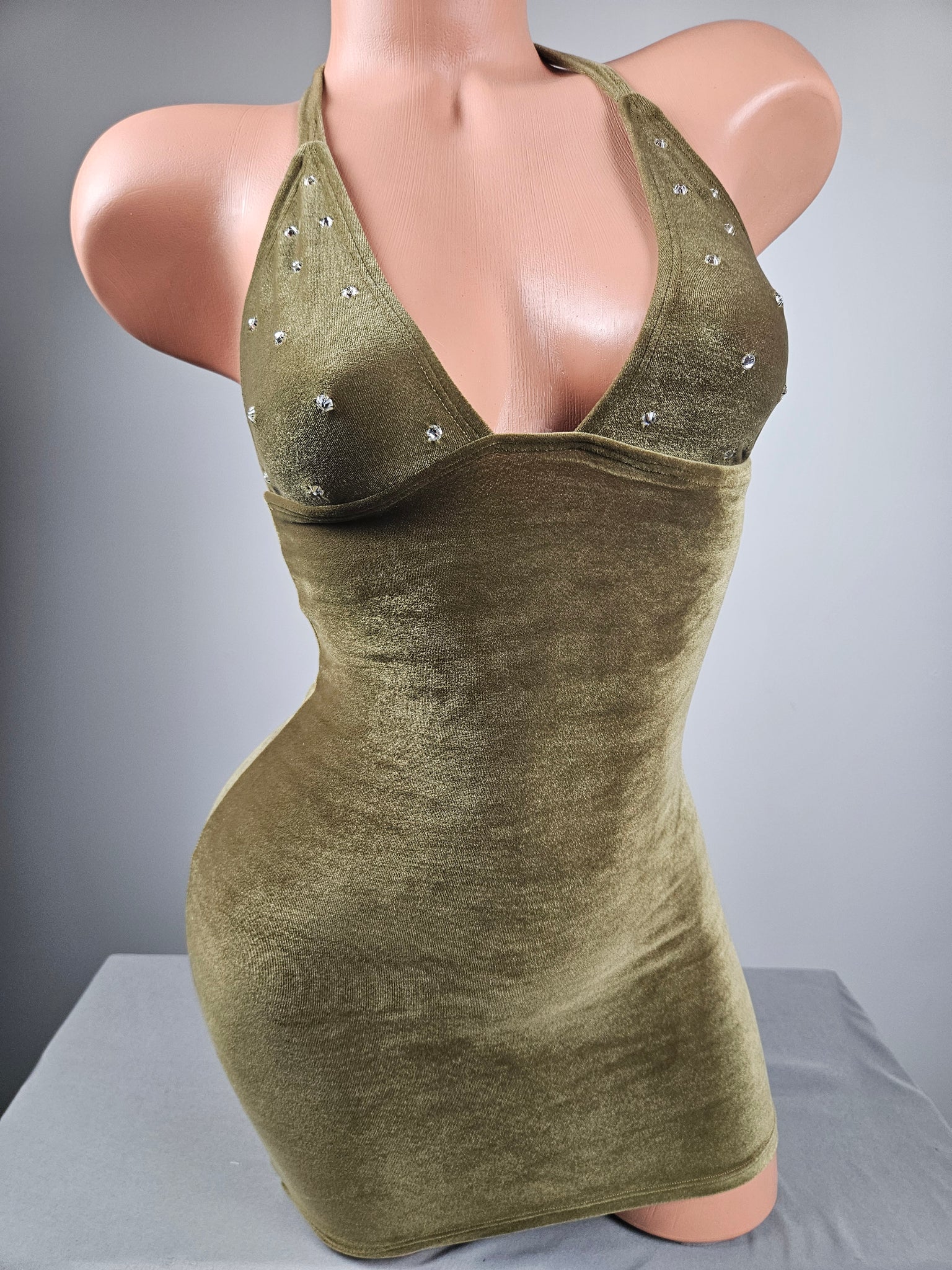 Velvet Halter Mini Dress
