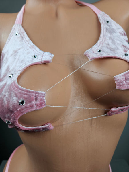 Lace Up Top Thong Bikini