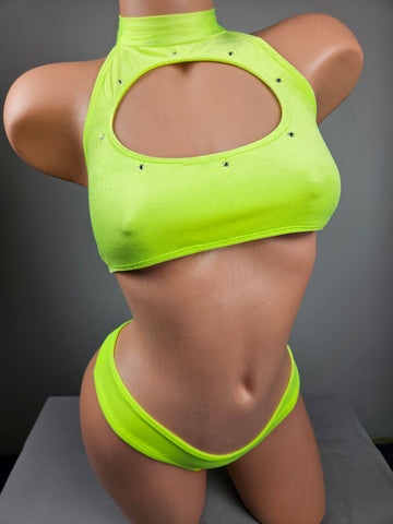 Neon Velvet Thong Bikini
