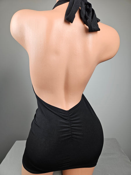 Black Plunge Mini Dress