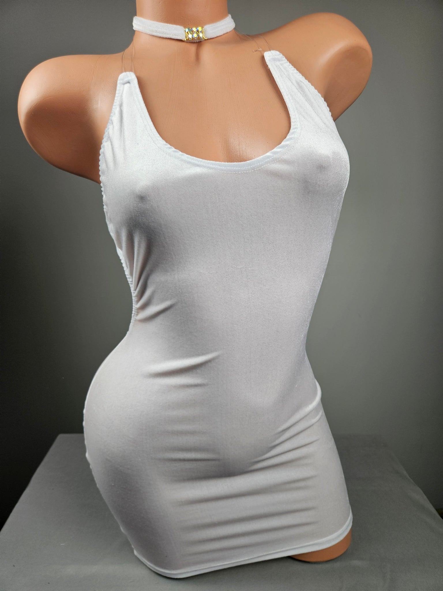Velvet String Back Mini Dress w/ Choker