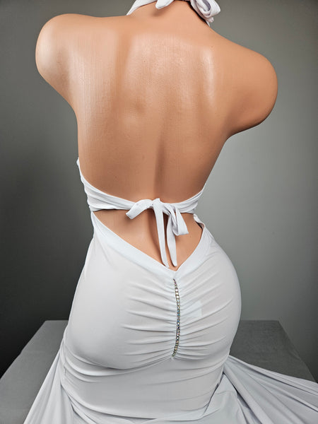 White Halter Gown