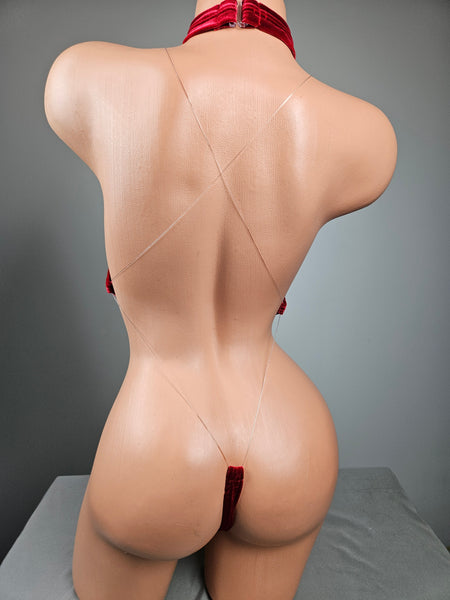 Velvet String Back Monokini w/ Choker