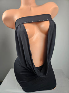 Strapless Cowl Drape Mini Dress
