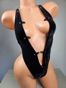 Crushed Velvet Lace Up String Back Monokini