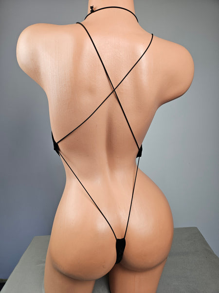 Crushed Velvet Lace Up String Back Monokini