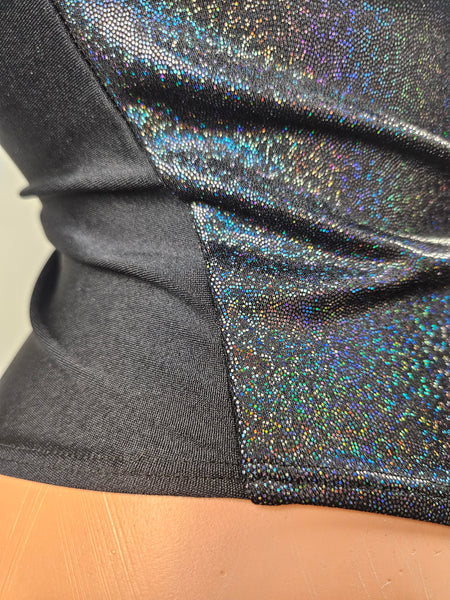 Black Holo Thong Back Romper