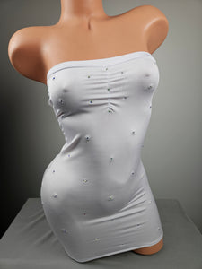 Strapless Mini Dress w/ Rhinestones