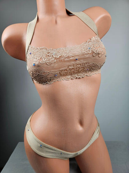 Nude Low Cut Thong Bikini