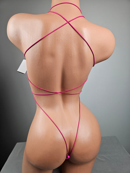 Candyland Tapered V Bodysuit - Hot Pink