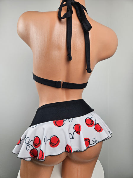 Cherry Print Ruffle Skirt Set