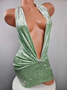 Plunge Velvet Mini Dress