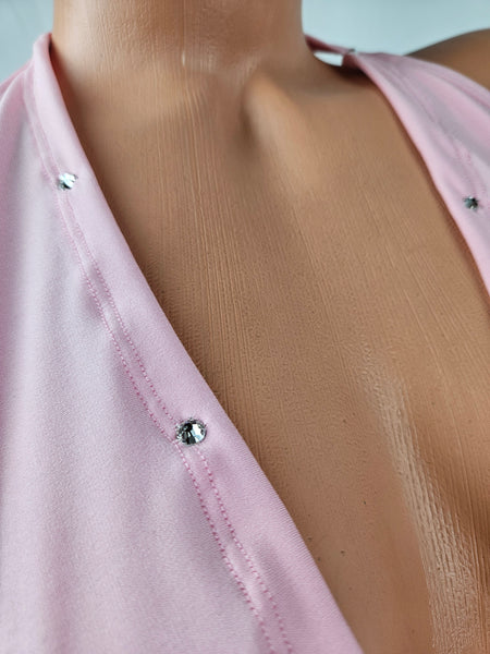 Baby Pink Cowl Drape Mini Dress