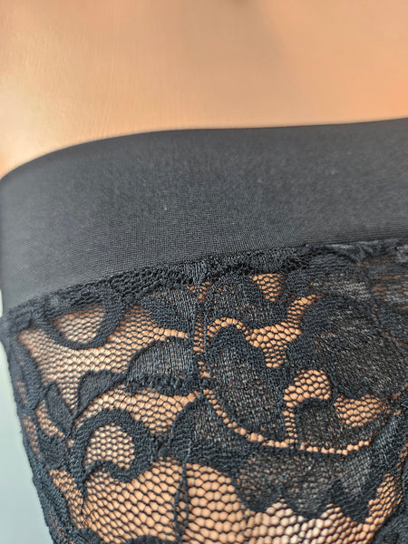 Black Lace Top Slash Short Set